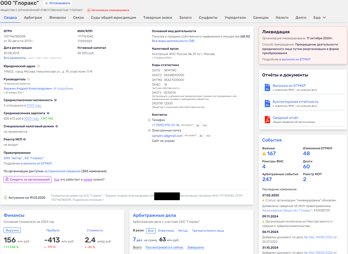 Screens for Birzhin: is the Glorax shareholder hiding behind the ex-official? Screens for Birzhin: is the Glorax shareholder hiding behind the ex-official?